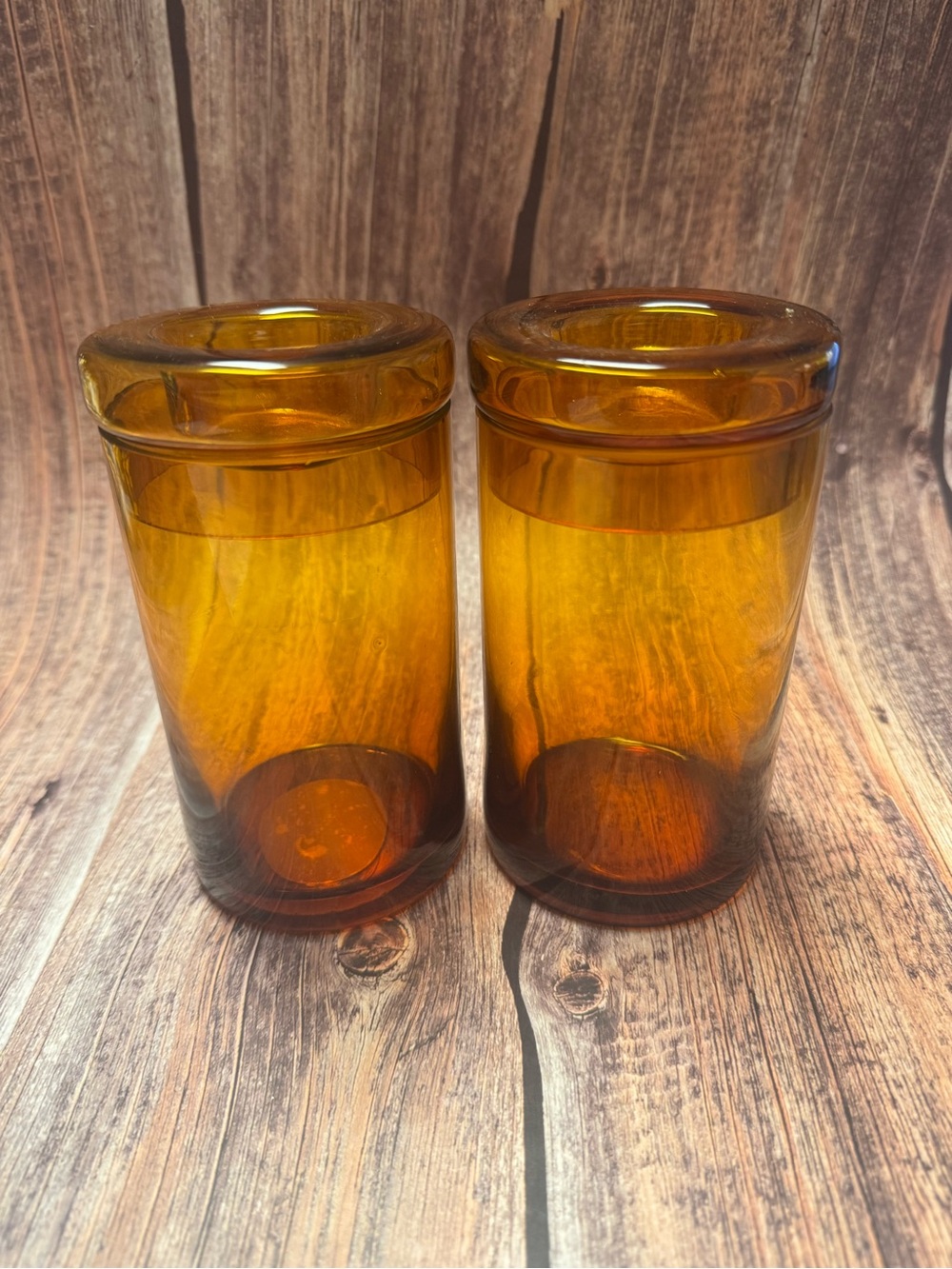 Preowned at Home America Amber Tealight Candle Holders Item #PHK7601